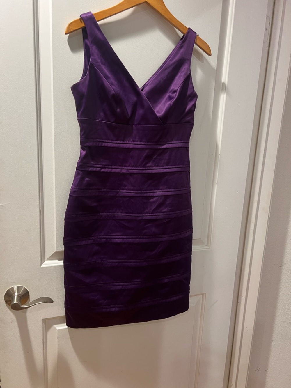 American Living Deep Purple V-Neck Midi Dress